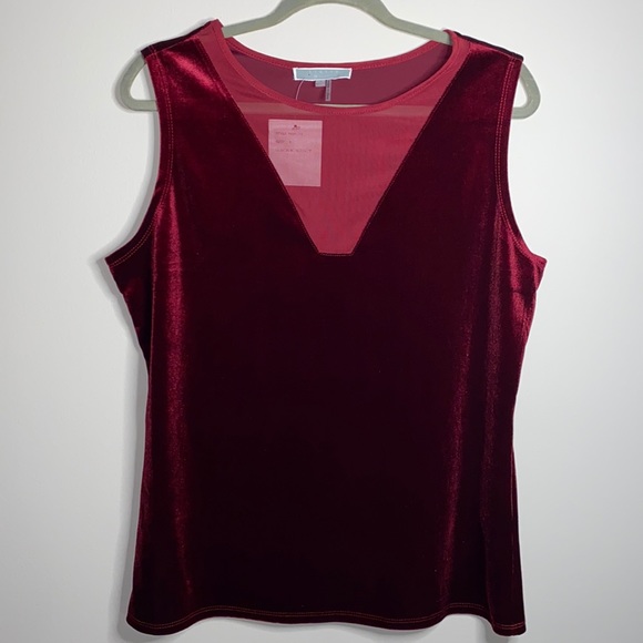 Liquid by SIONI Red Velvet Sleeveless top - Picture 1 of 6